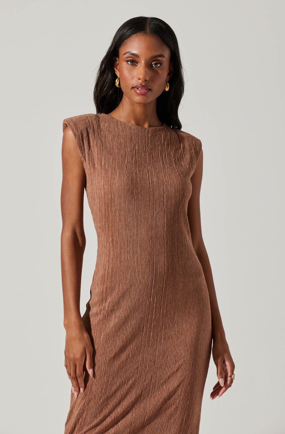 Straight neck hotsell midi dress