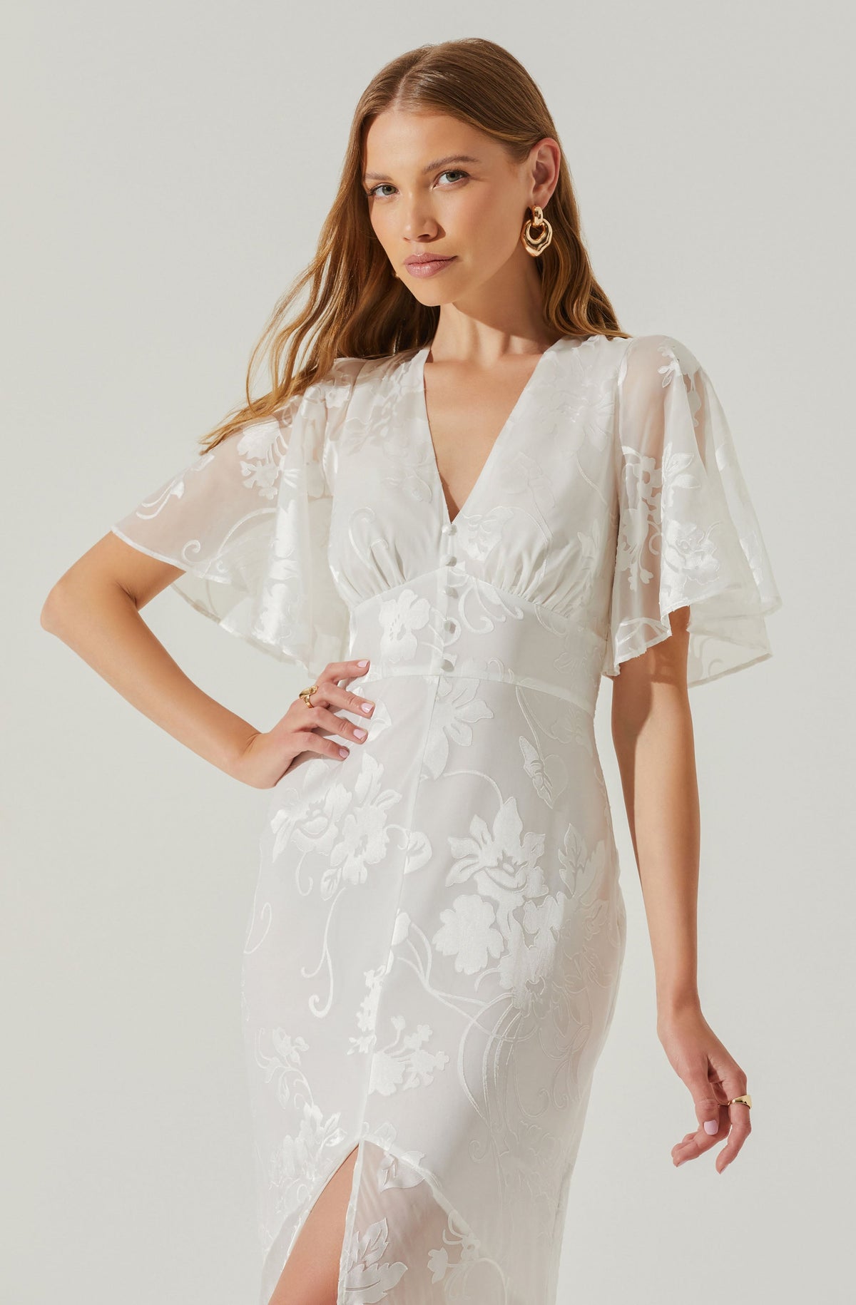 Astr white lace midi sales dress