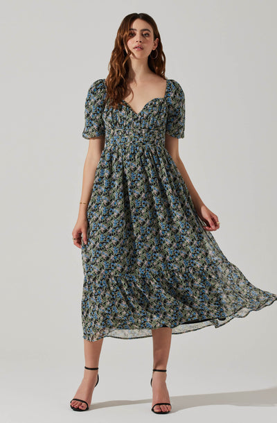 V-wire Sweetheart A-line Midi Dress