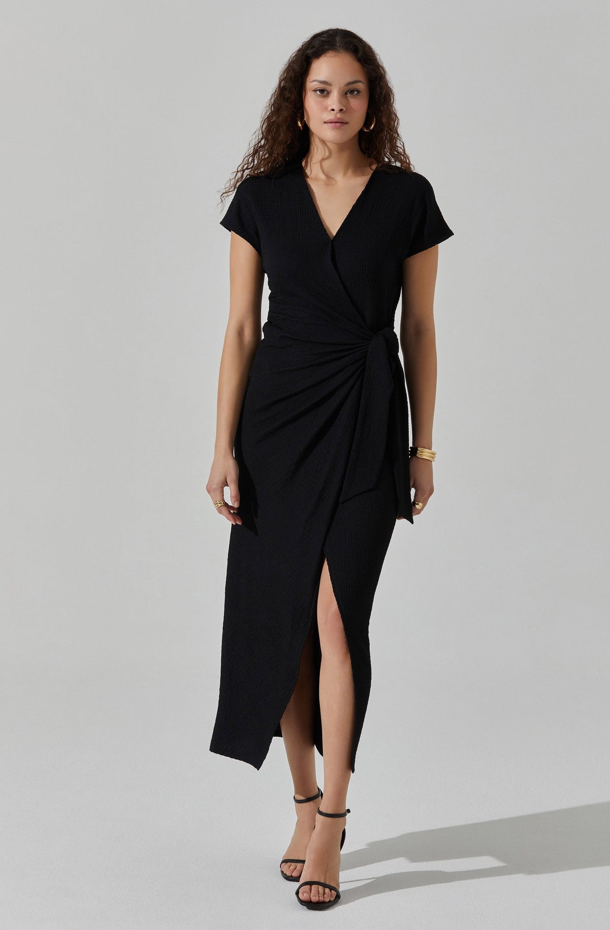 Knit wrap midi dress best sale