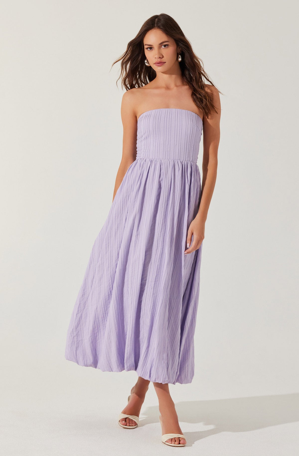 Strapless Linen Blend Midi Dress ASTR the Label