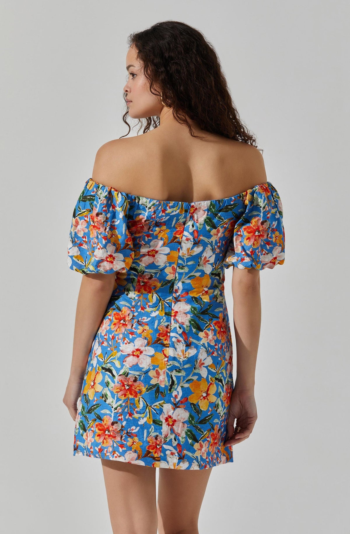 ASTR Floral One Shoulder Long Sleeve Ruffled Mini Dress cheapest