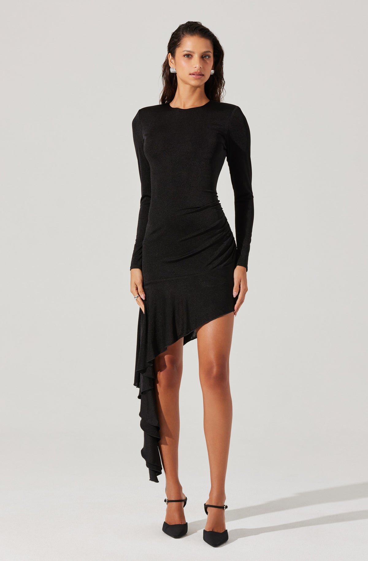 Black ruffle hem dress hotsell