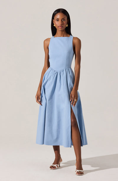 Bow Back Apron Midi Dress