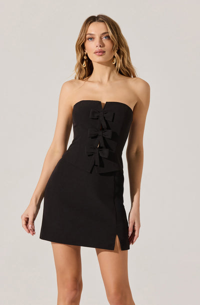 Strapless Layered Bow Mini Dress