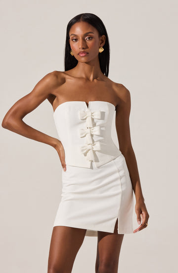 Strapless Layered Bow Mini Dress