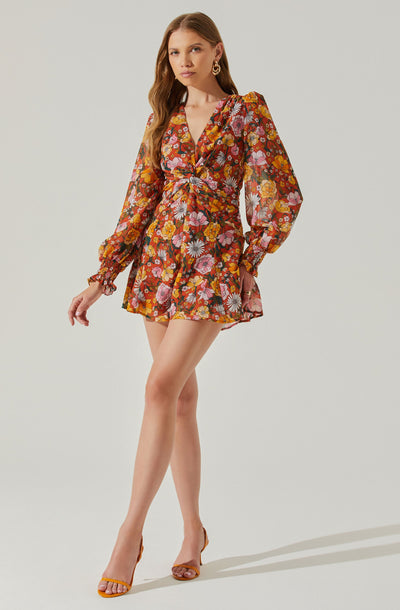 Long Sleeve Back Tie Floral Romper