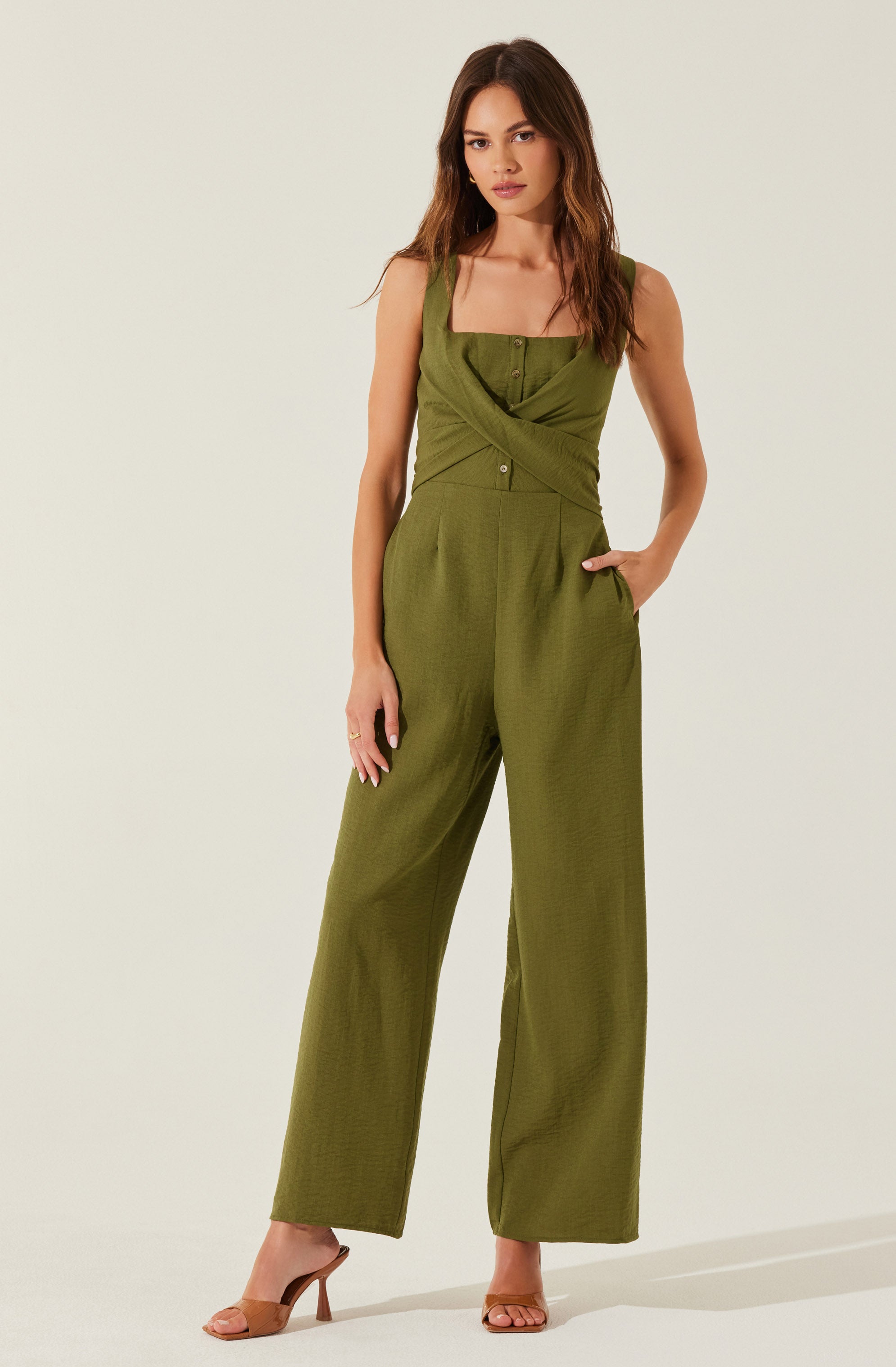 ASTR Brown Ruffle hotsell Jumpsuit