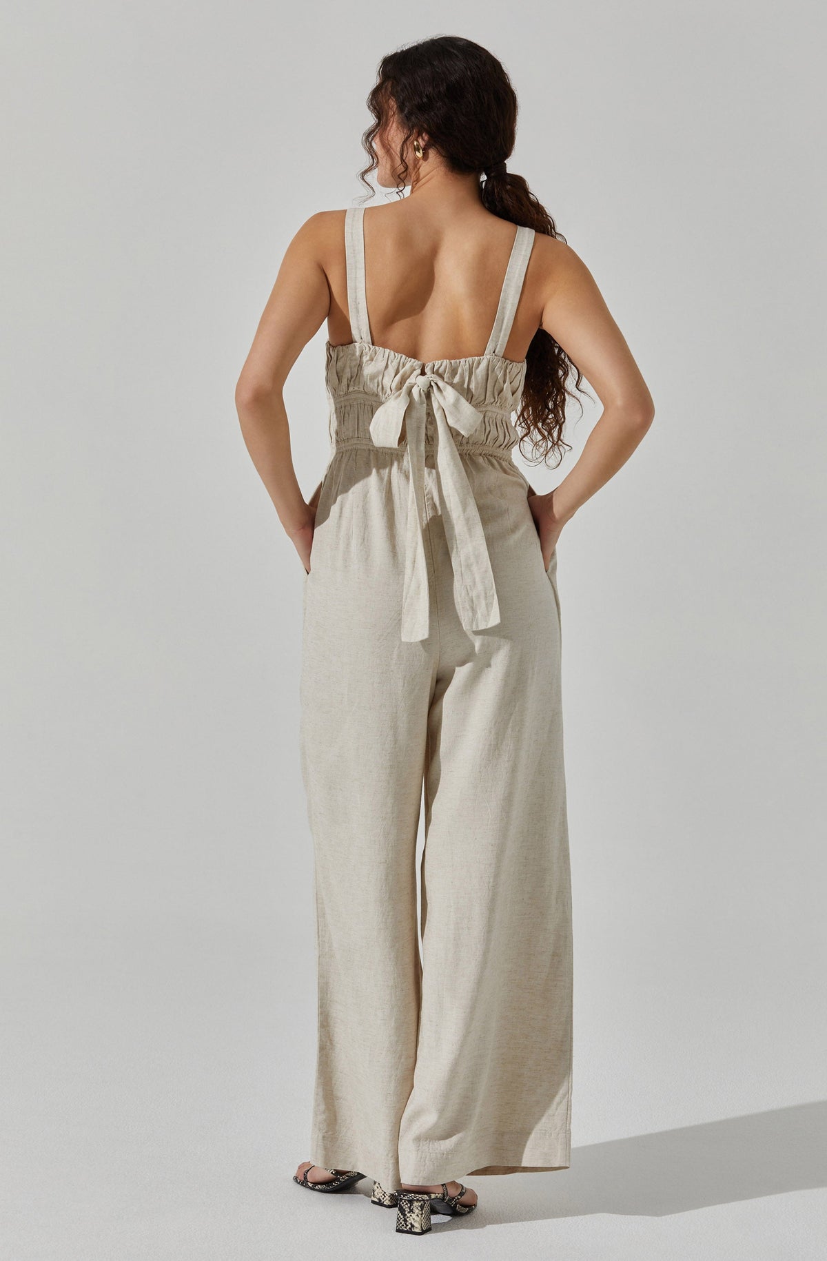 Cream linen jumpsuit online