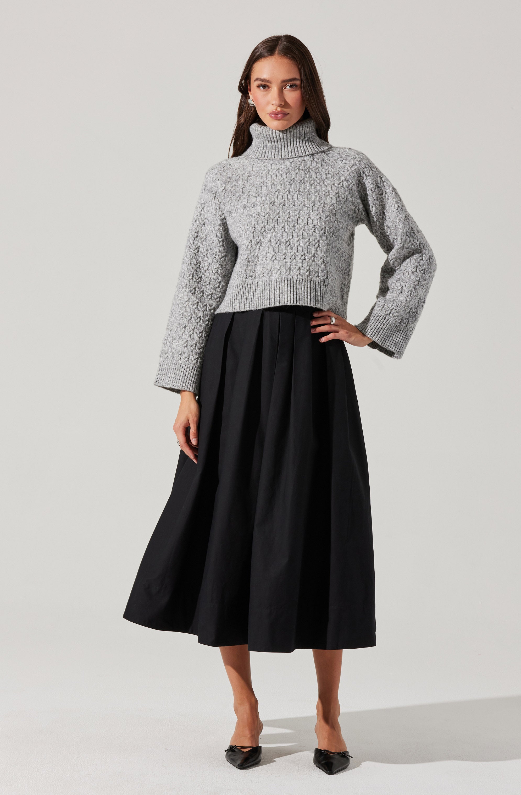 Full Flared Poplin Midi Skirt– ASTR the Label