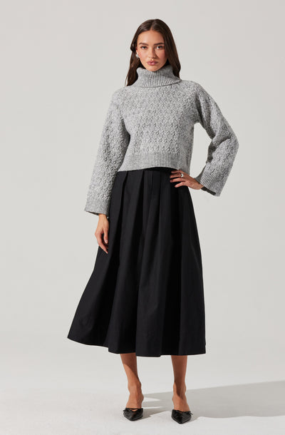 Full Flared Poplin Midi Skirt