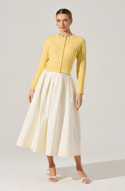 Full Flared Poplin Midi Skirt