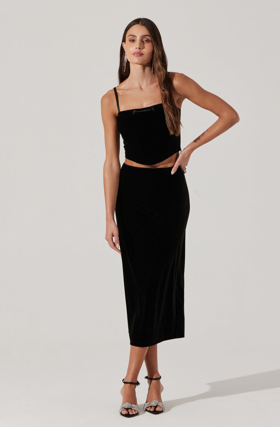 Velvet Midi A-Line Skirt