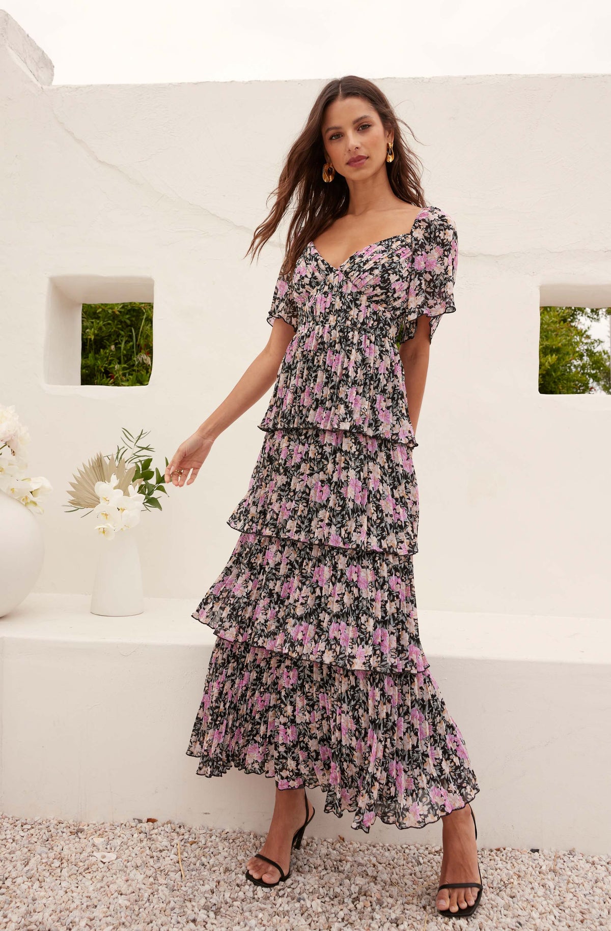 Floral Split Sleeve Maxi Dress | SHEIN IN