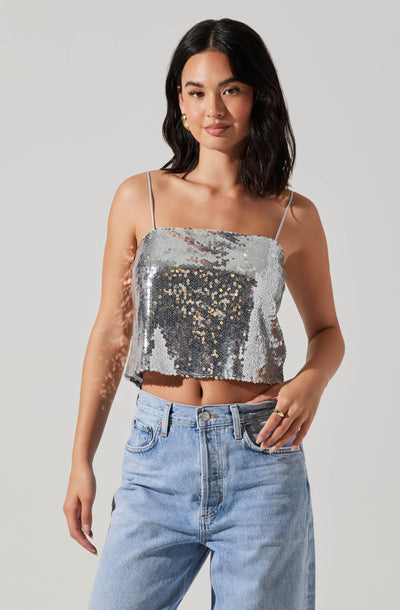 Sequin Square Neck Tank