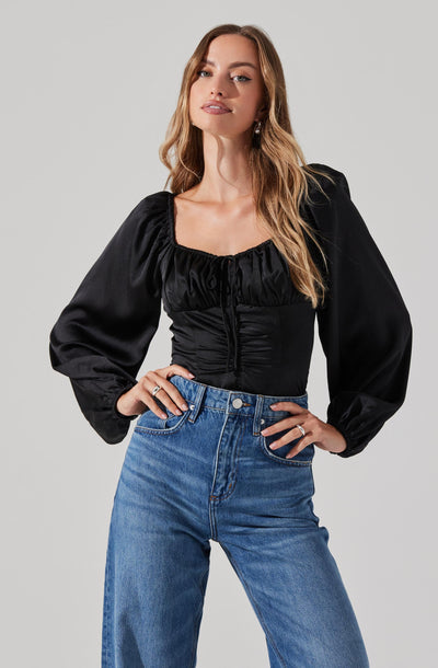 Ruched Bustier Puff Sleeve Top