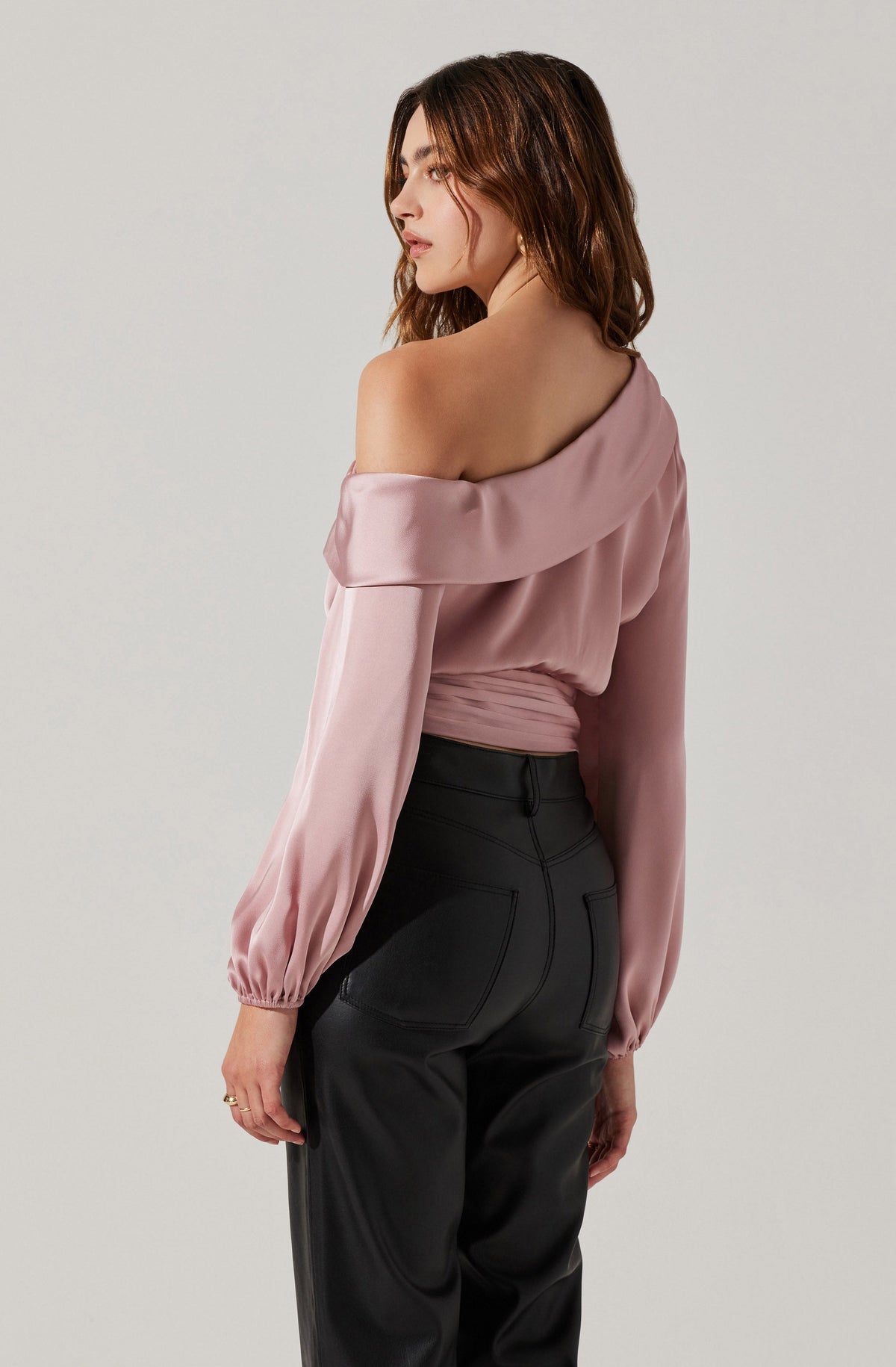 Asymmetrical Cinched Waist Long Sleeve Top– ASTR the Label