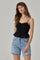 Sticky add to cart - Tie-front Lace Trim Peplum Top