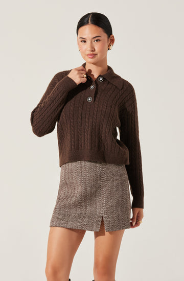 Cable Knit Polo Sweater