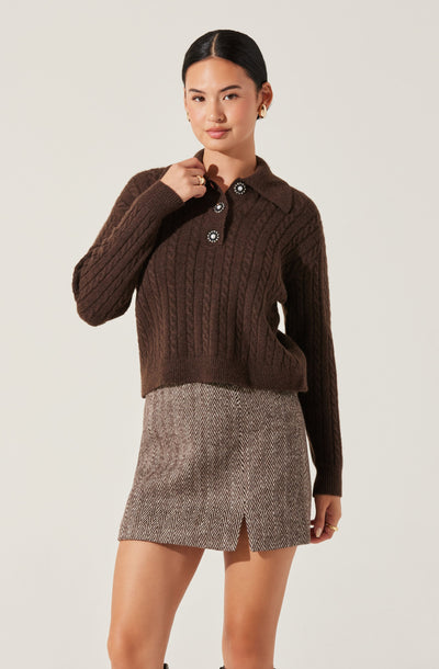 Cable Knit Polo Sweater