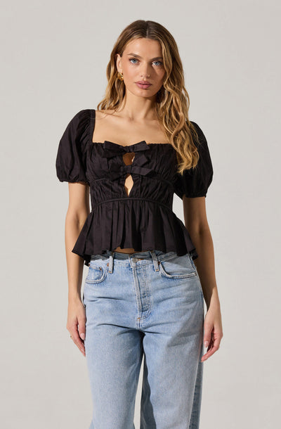 Bow Front Peplum Top