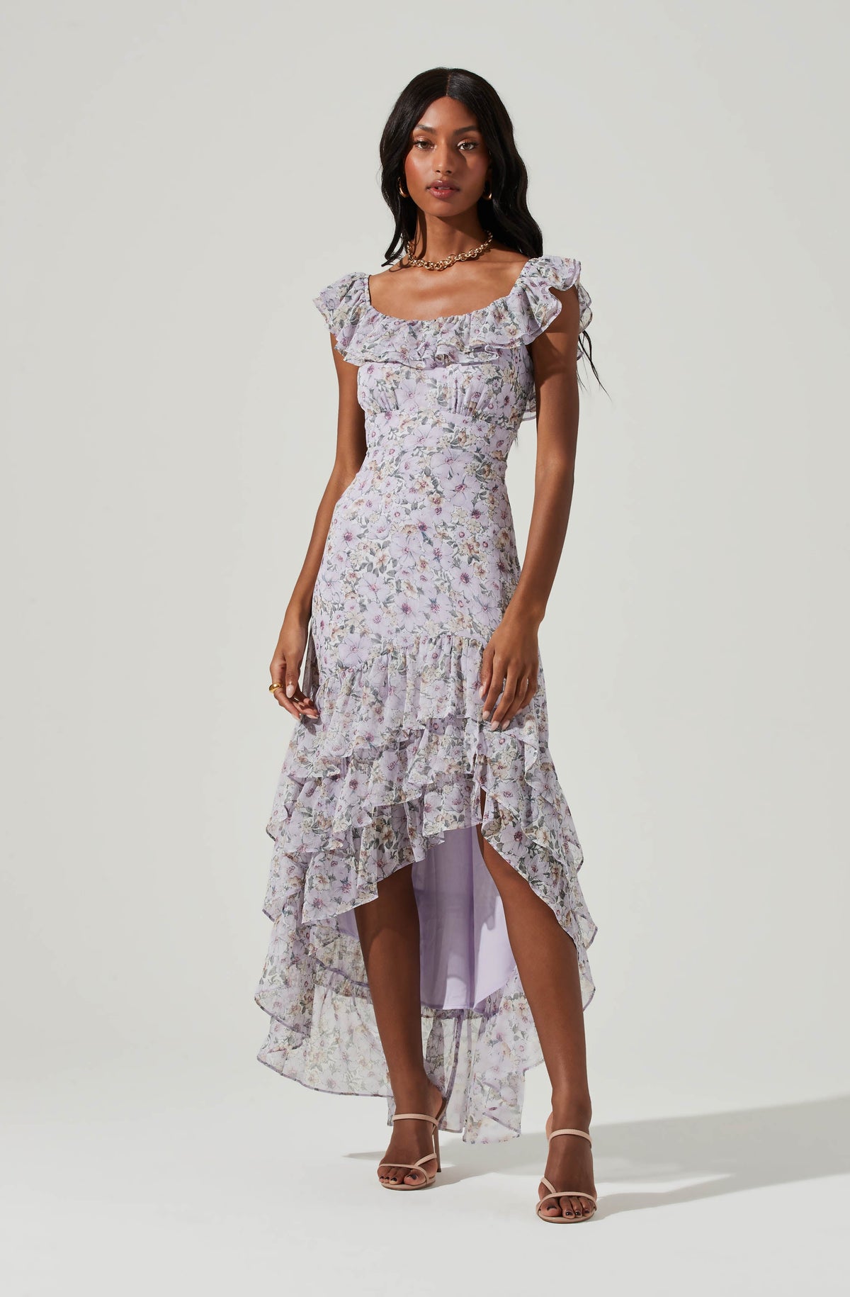 V Neck Lilac High Low Tulle Prom Dresses Formal Evening Dresses PSK155