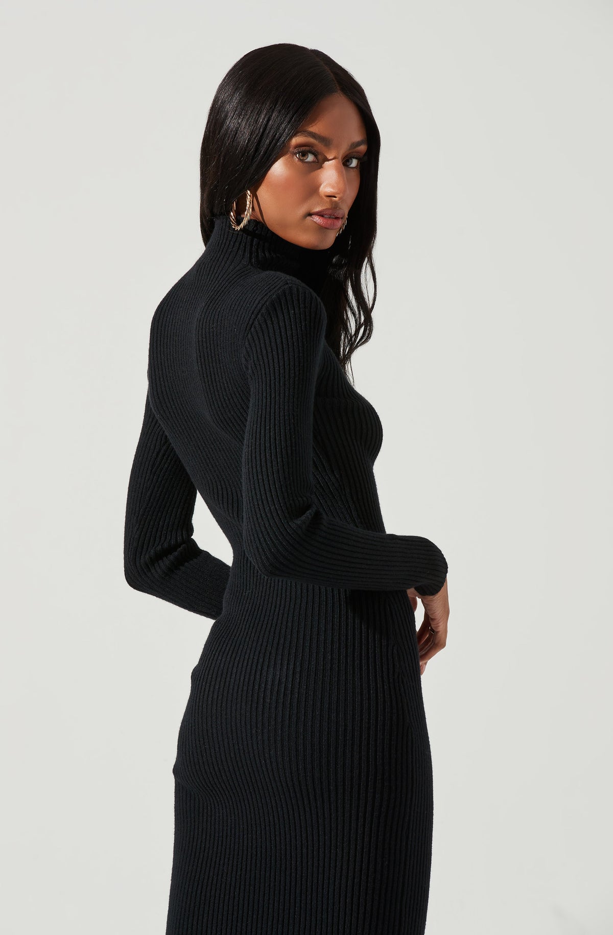 Abilene Long Sleeve Turtleneck Midi Sweater Dress