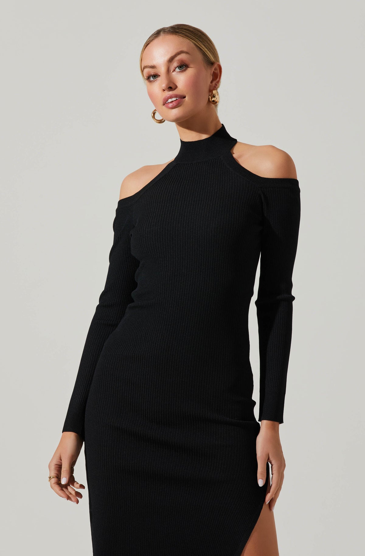 Cold Shoulder Mock Neck Midi Sweater Dress – ASTR The Label