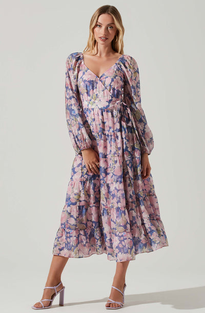 Jannika Floral Wrap Front Midi Dress