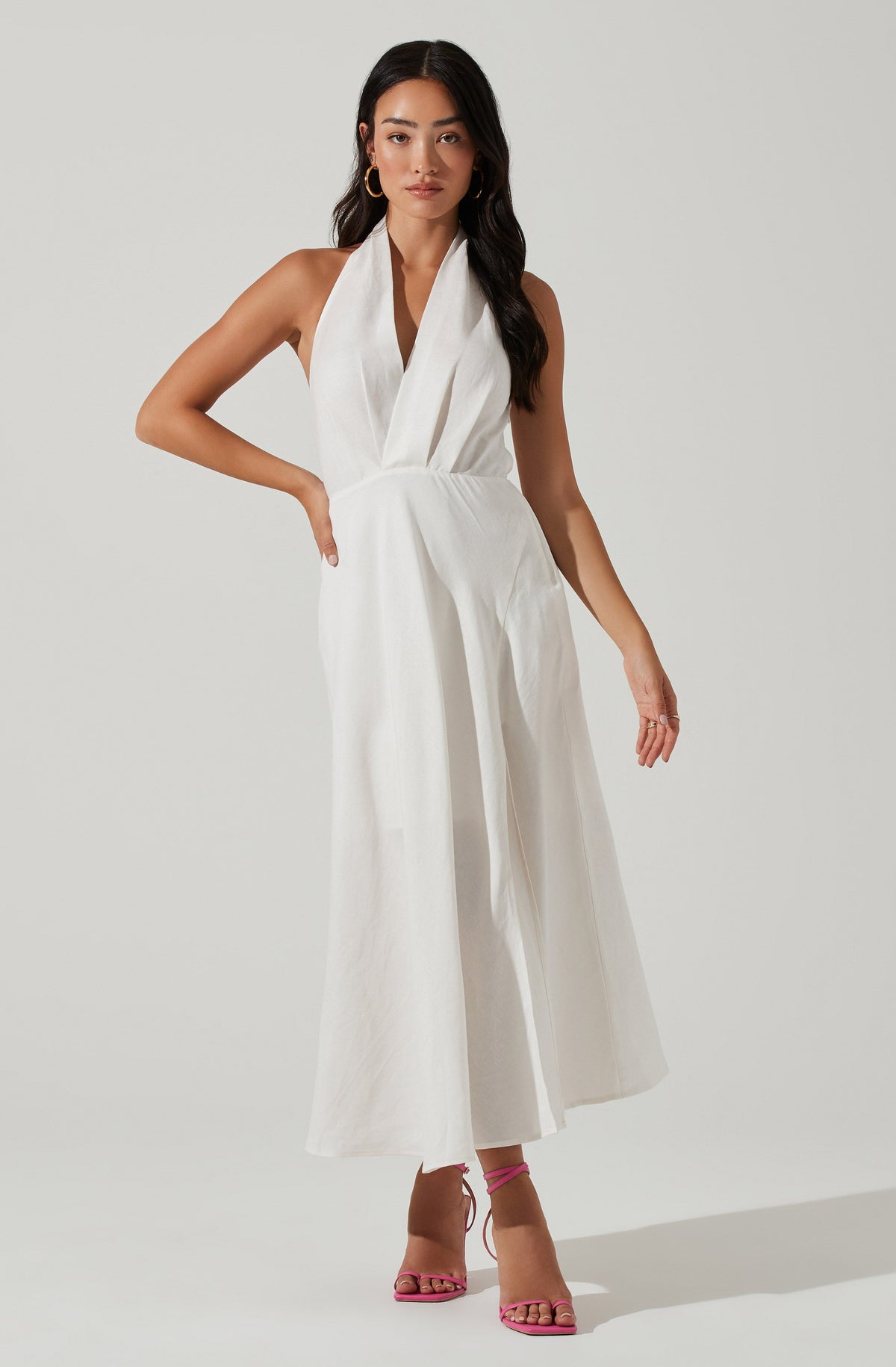 White halter dress outlet midi