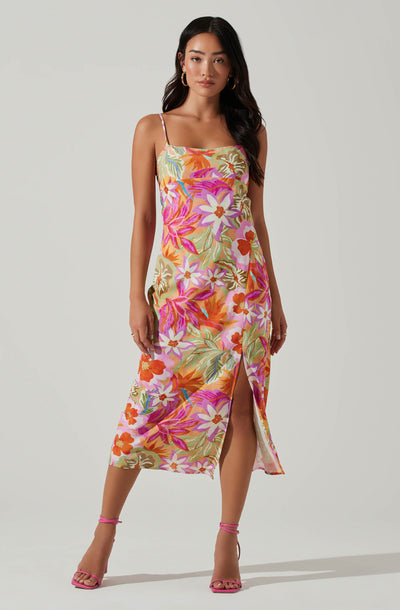 Gabriella Floral Strappy Back Midi Dress