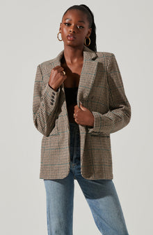 Green plaid blazer on sale womens