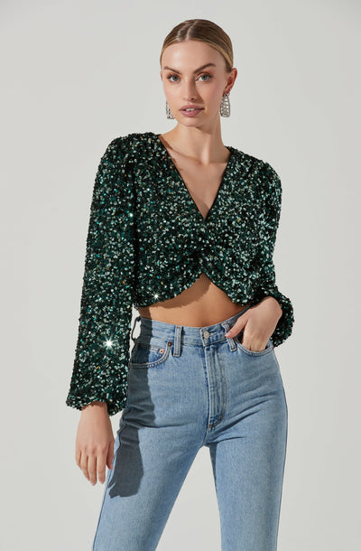 Nix Sequin Wrap Front Top