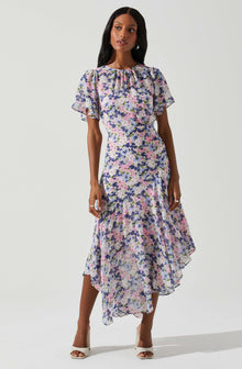 Flutter Sleeve Asymmetrical Floral Maxi Dress – ASTR The Label