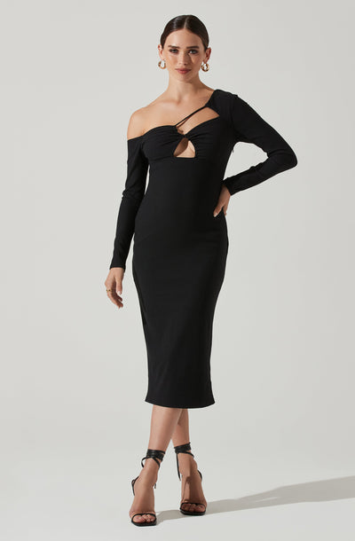 Asymmetrical Bust Cutout Midi Dress