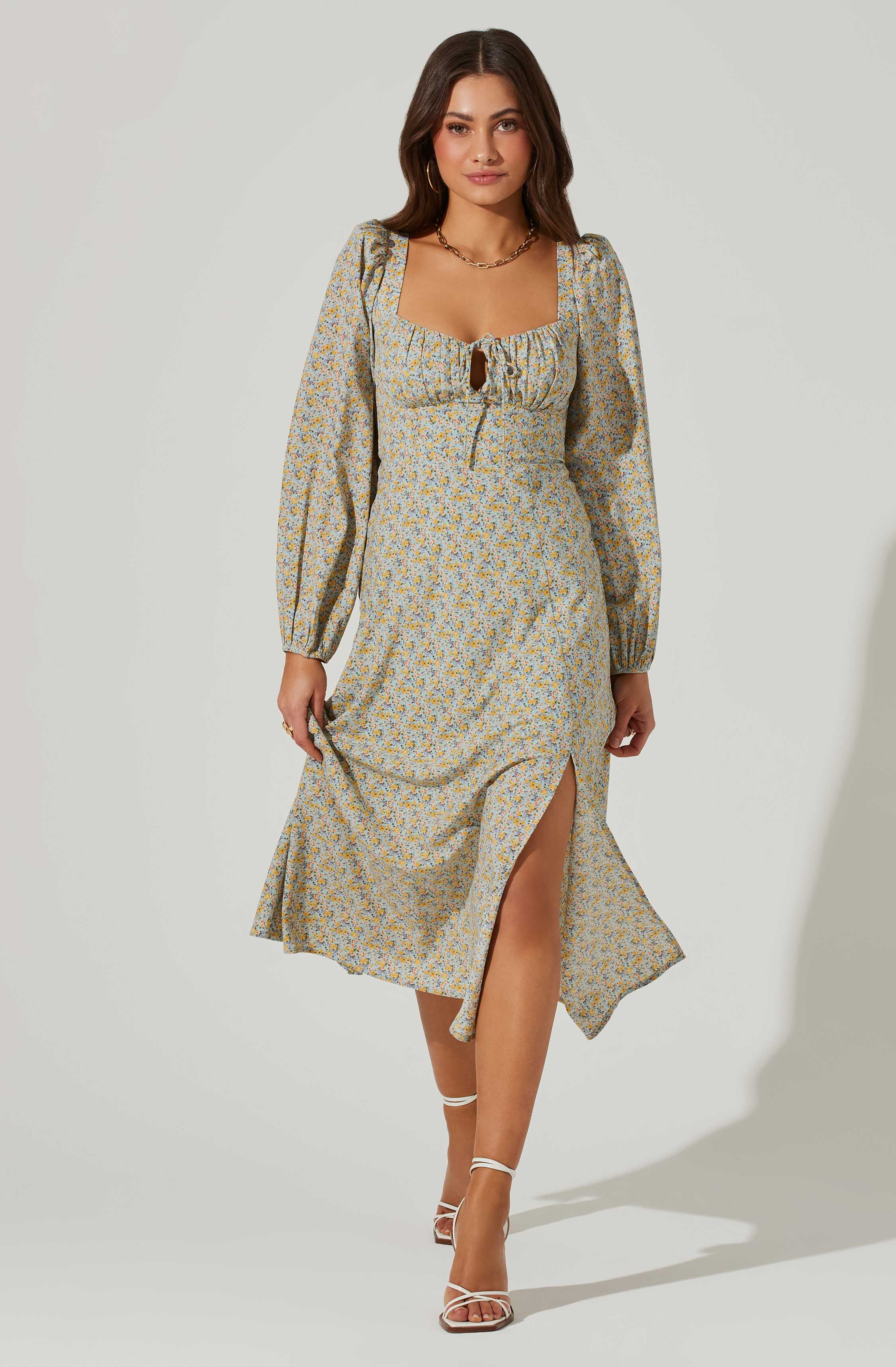 Floral Long Sleeve Back Cut Out Midi Dress – ASTR The Label