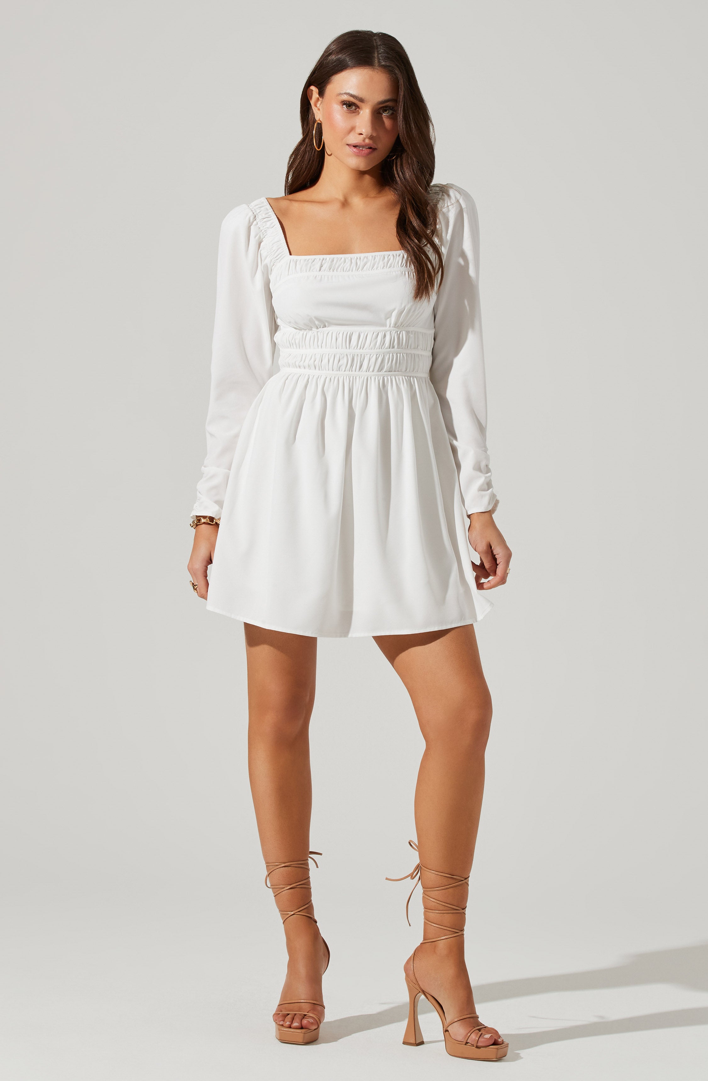 Cinched Waist Long Sleeve Mini Dress – ASTR The Label