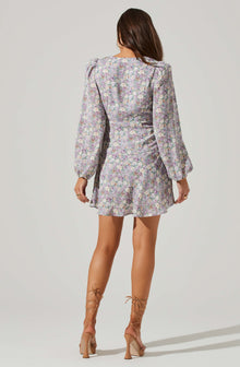 Floral Long Sleeve Side Tie V Neck Mini Dress – ASTR The Label