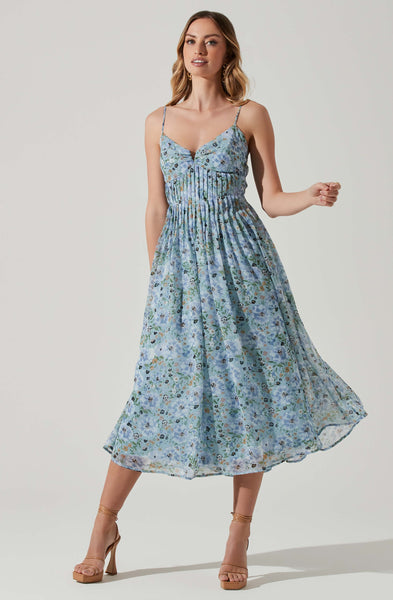 Floral Pleated Midi Dress – ASTR The Label