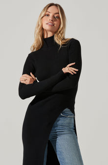 Hi Slit Turtleneck Sweater