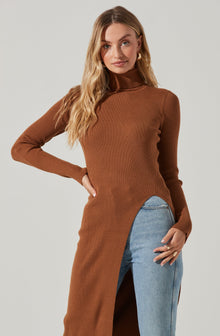 Hi Slit Turtleneck Sweater – ASTR The Label