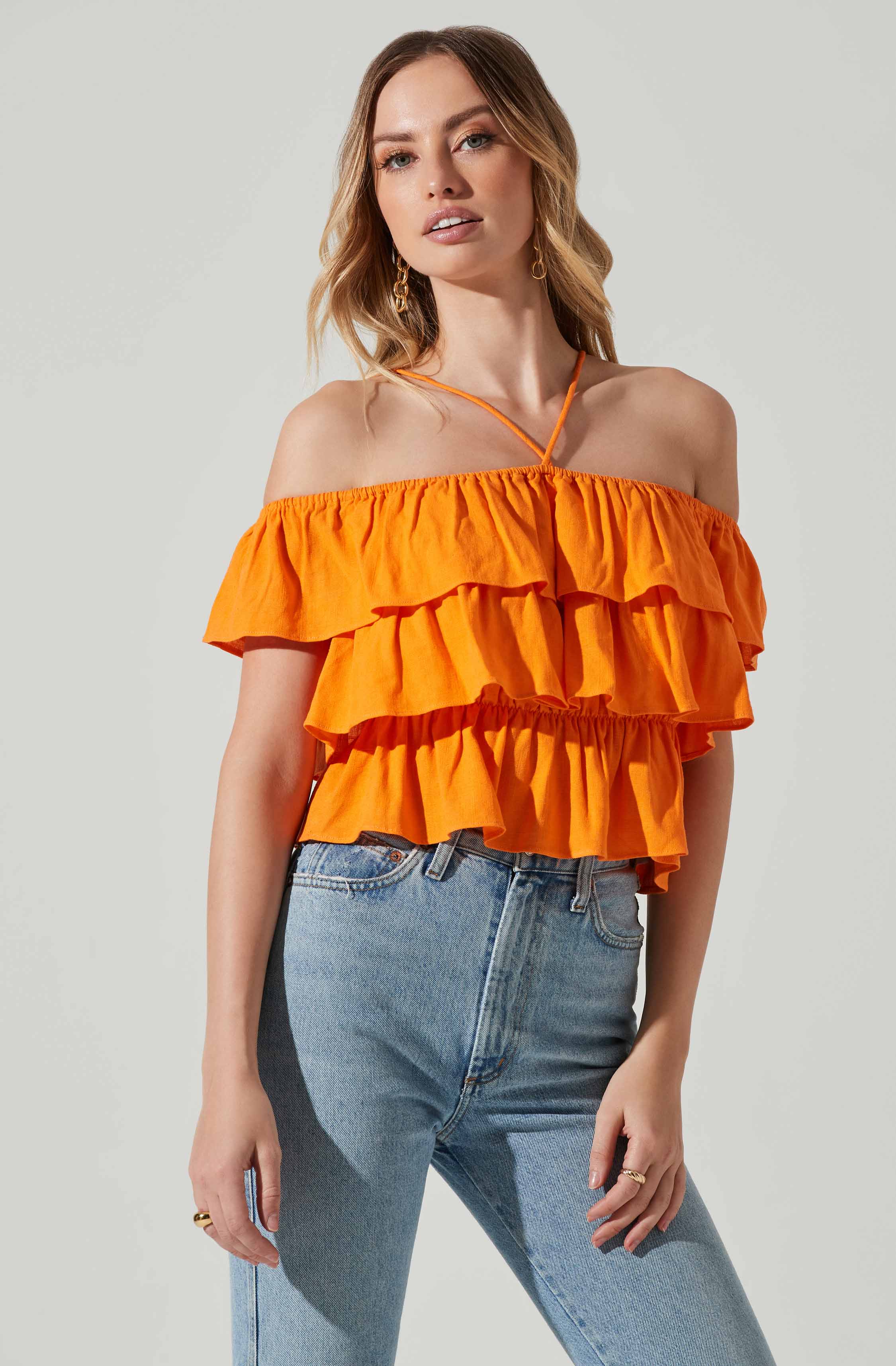 Halter Tiered Ruffle Top ASTR the Label